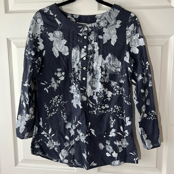 Soft Surroundings Tops - Soft Surroundings Cotton Tuberose Floral Long Sleeve Tunic Top, Sz PXS/XSP